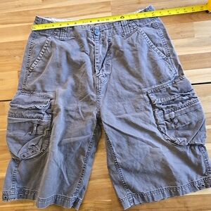 Vintage Y2K Arizona Jean Company Gray Canvas Cargo Shorts Jorts Baggy